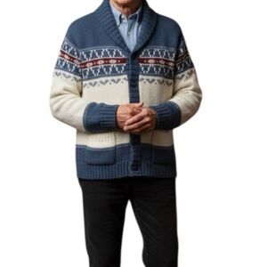 Sigallo Vintage Acrylic Button Down Grandpacore Winter Sweater Cardigan Large